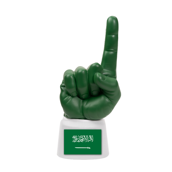 Saudi Arabia RadHand foam finger with dark green hand and white sleeve
