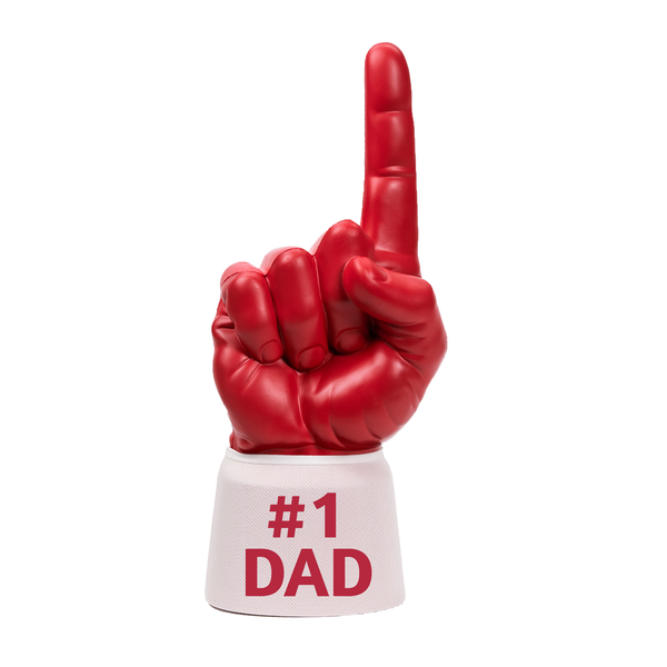 Dark red and white #1 Dad RadHand foam finger