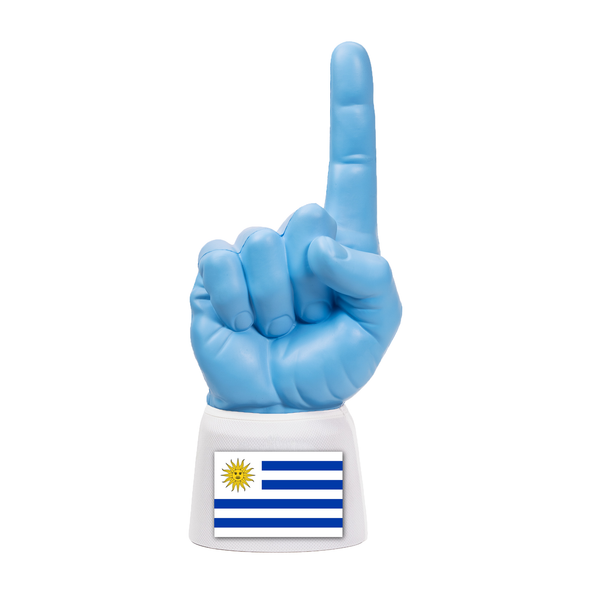 Uruguay RadHand foam finger with light blue hand and white sleeve