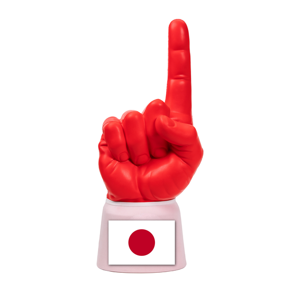 Japan RadHand foam finger with bright red hand and white sleeve
