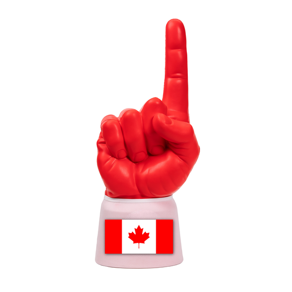 Canada RadHand foam finger with bright red hand and white sleeve