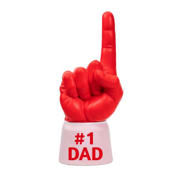 Bright red and white #1 Dad RadHand foam finger