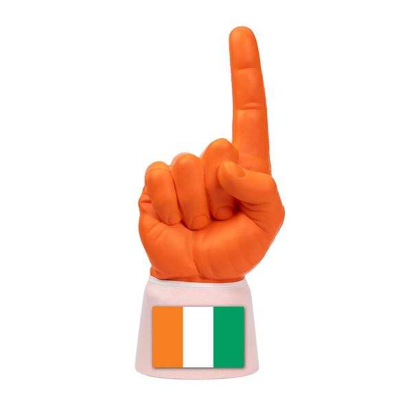 Côte d'Ivoire RadHand foam finger with orange hand and white sleeve