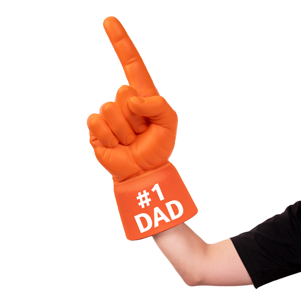 Fan wearing #1 Dad RadHand Foam Finger - Orange for game day