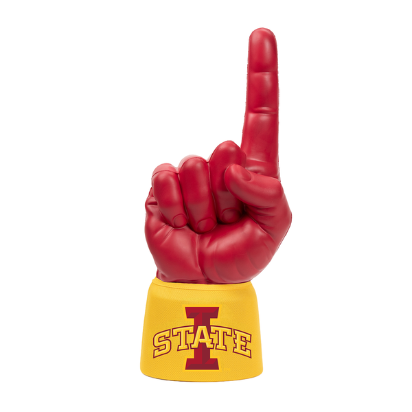 Iowa State University RadHand Foam Finger with dark red hand and yellow sleeve