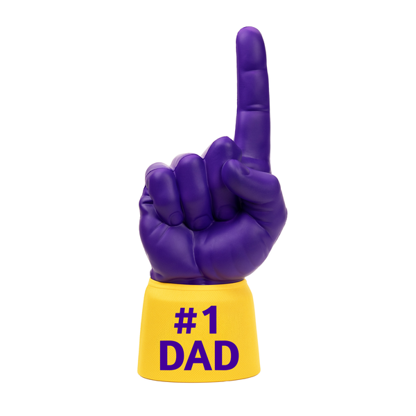 Purple and yellow #1 Dad RadHand foam finger