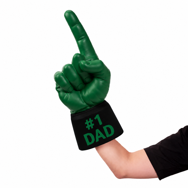 Fan wearing #1 Dad RadHand Foam Finger - Dark Green & Black for game day