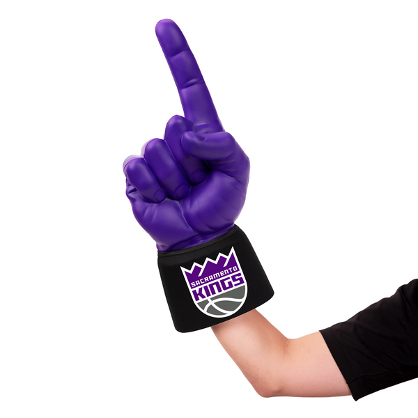 Fan wearing Sacramento Kings RadHand Foam Finger for game day