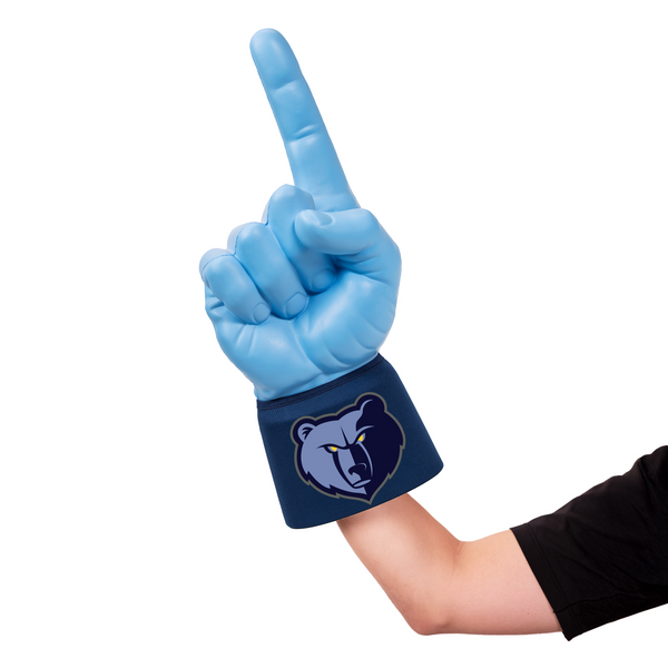 Fan wearing Memphis Grizzlies RadHand Foam Finger for game day