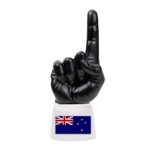 New Zealand RadHand foam finger with black hand and white sleeve