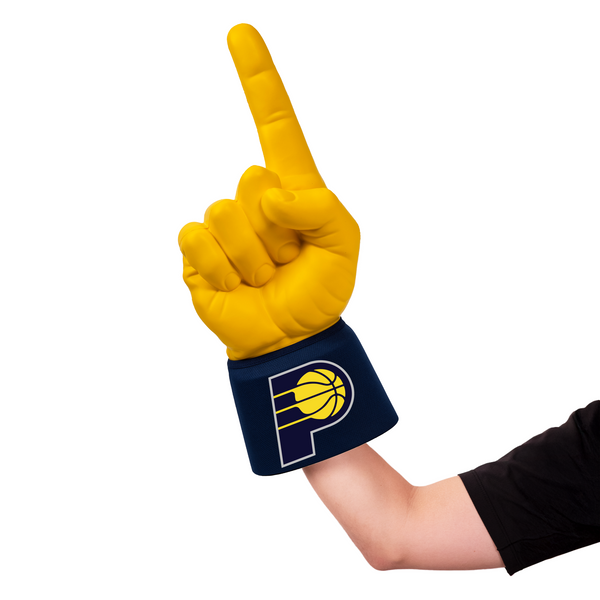 Fan wearing Indiana Pacers RadHand Foam Finger for game day