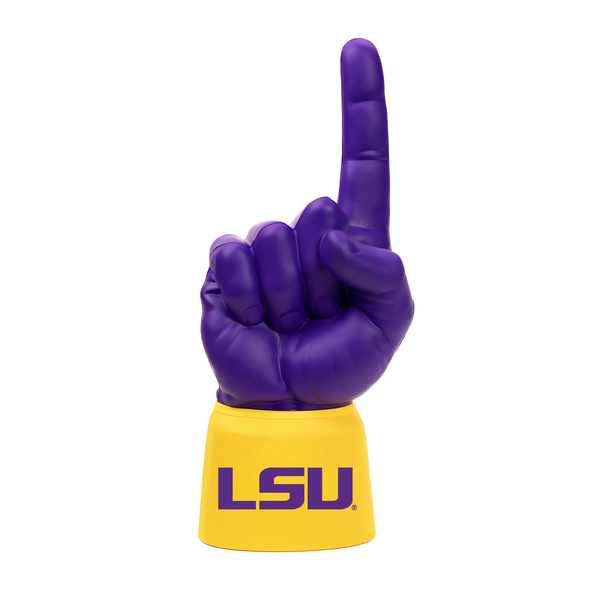 Louisiana State University LSU RadHand Foam Finger with purple hand and yellow sleeve
