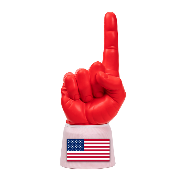 United States RadHand foam finger with bright red hand and white sleeve