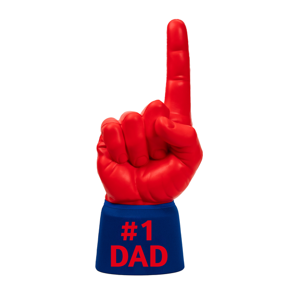 Bright red and royal blue #1 Dad RadHand foam finger