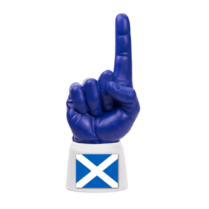 Scotland RadHand foam finger with royal blue hand and white sleeve