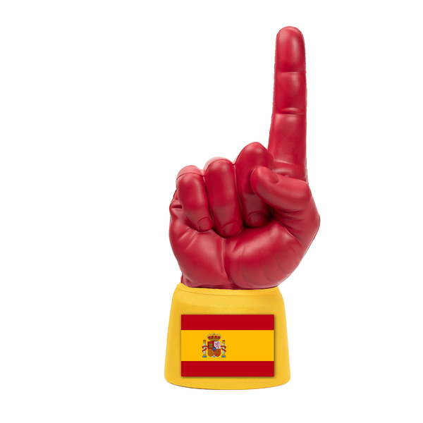 Spain RadHand foam finger with dark red hand and yellow sleeve