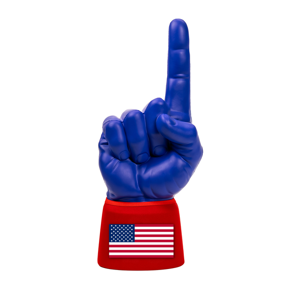 United States RadHand foam finger with royal blue hand and red sleeve