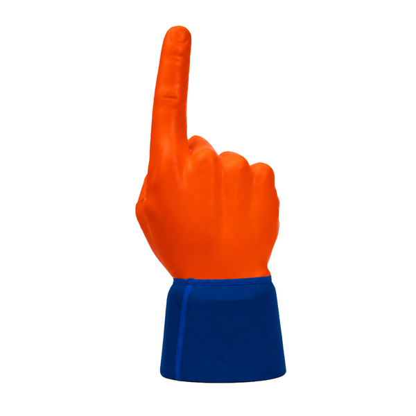 Back view of #1 Dad RadHand Foam Finger - Orange & Royal Blue