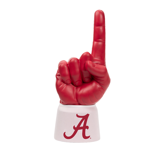 The University of Alabama RadHand Foam Finger with dark red hand and white sleeve