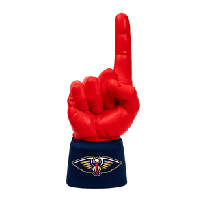 New Orleans Pelicans RadHand Foam Finger with bright red hand and navy blue sleeve