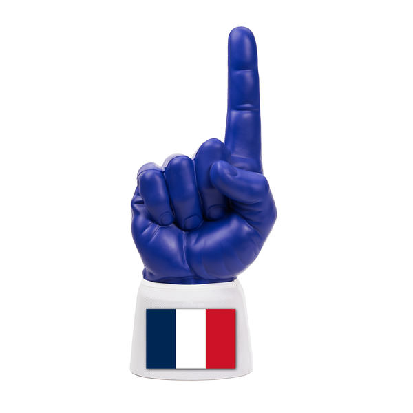 France RadHand foam finger with royal blue hand and white sleeve