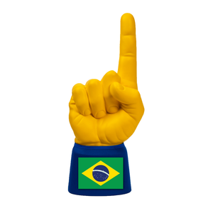 Brazil RadHand foam finger with yellow hand and royal blue sleeve