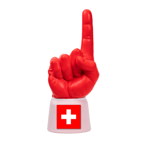 Switzerland RadHand foam finger with bright red hand and white sleeve