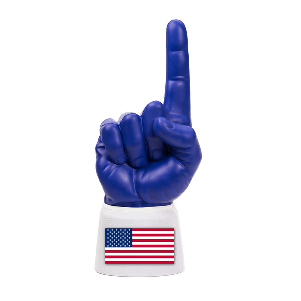 United States RadHand foam finger with royal blue hand and white sleeve