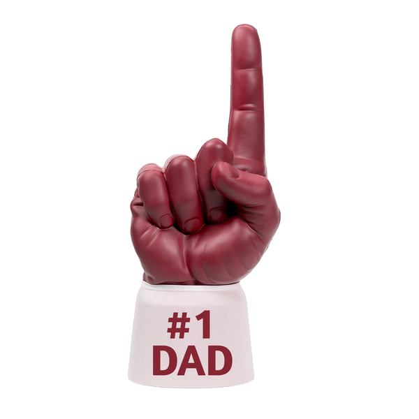 Maroon red and white #1 Dad RadHand foam finger